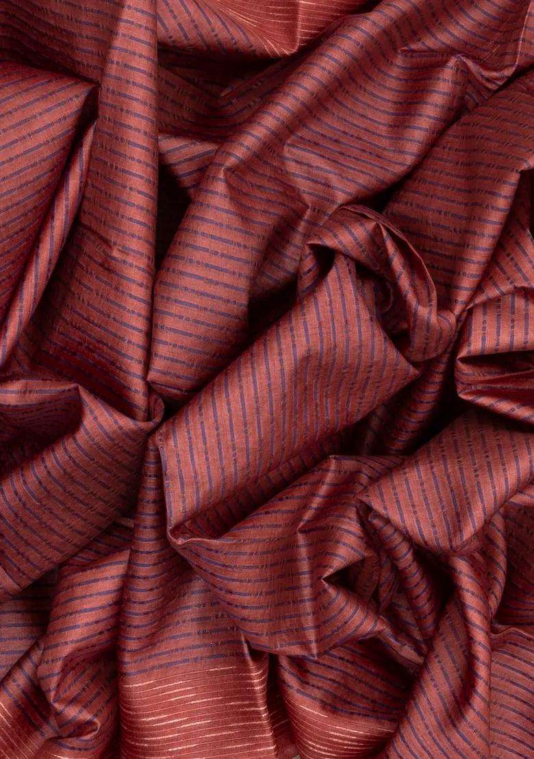 Chestnut Pink Chesnutt Pink Tussar Silk Saree With Stripes With Checks And Stripes Design For Women - Indya