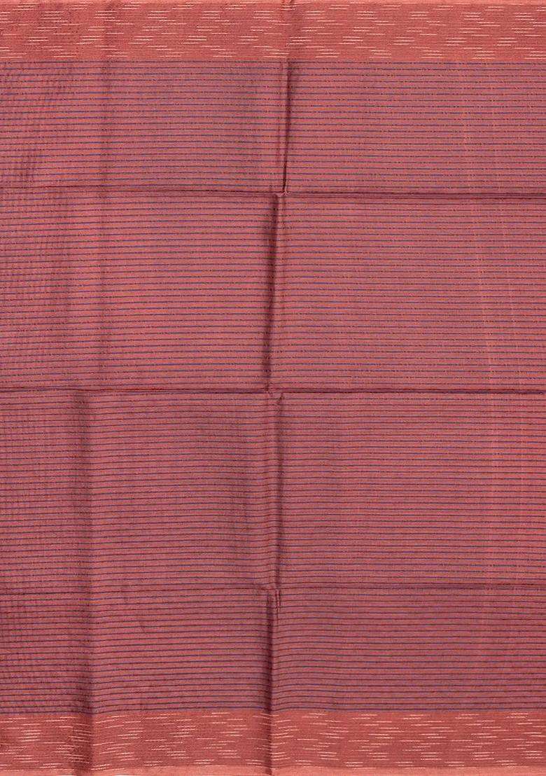 Chestnut Pink Chesnutt Pink Tussar Silk Saree With Stripes With Checks And Stripes Design For Women - Indya