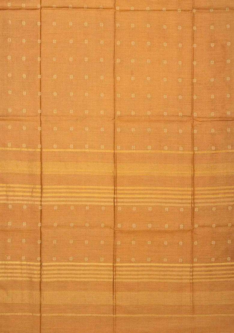 Sandal Woven Tussar Silk Saree With Floral Motifs With Buttas And Brocade Design For Women - Indya