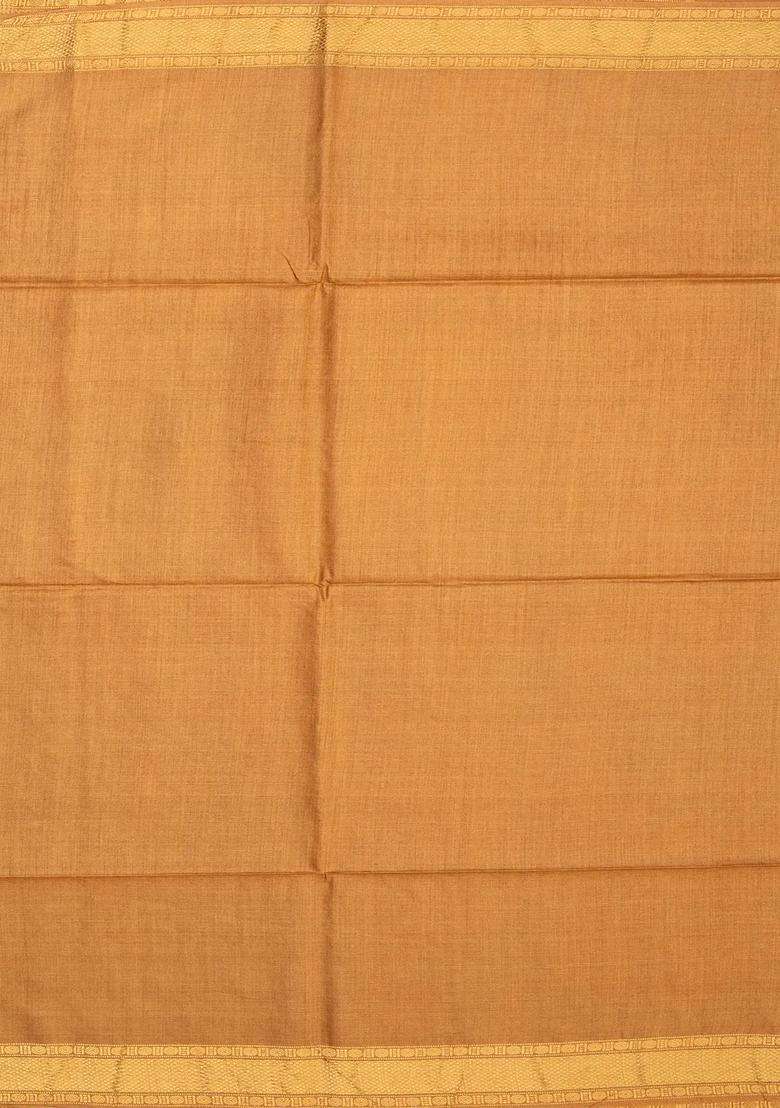 Sandal Woven Tussar Silk Saree With Floral Motifs With Buttas And Brocade Design For Women - Indya