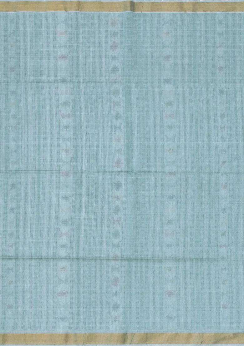 White Handloom Tussar Silk Saree With Meena Fish Buttas With Buttas And Brocade Design For Women - Indya