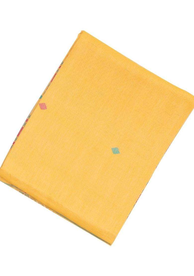 Yellow Handloom Bengal Cotton Saree With Buttas With Buttas And Brocade Design For Women - Indya