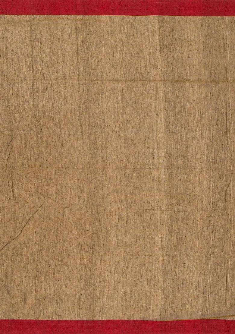 Dark Olive Handloom Bengal Cotton Saree With Floral Buttas With Buttas And Brocade Design For Women - Indya