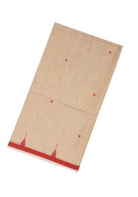 Cream Handloom Bengal Cotton Saree With Coin Buttas With Buttas And Brocade Design For Women
