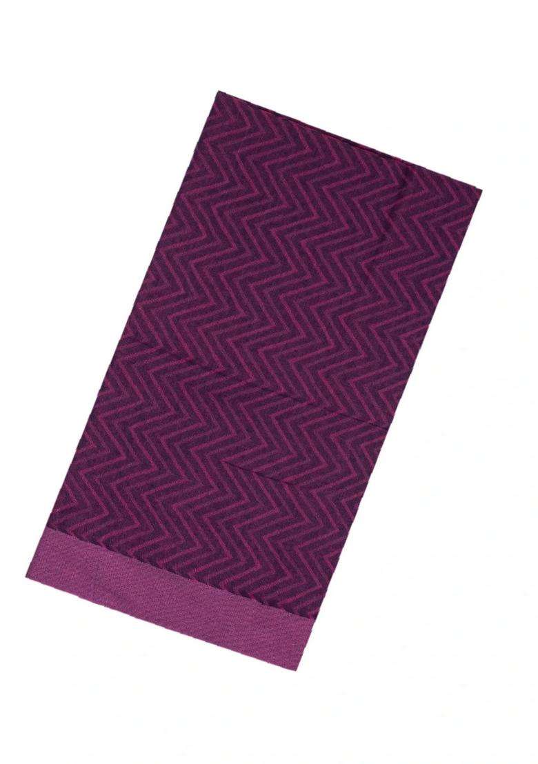 Purple Handloom Bengal Cotton Saree With Chevron Stripes With Checks And Stripes Design For Women - Indya