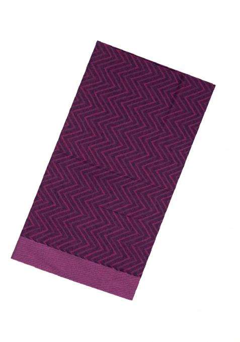 Purple Handloom Bengal Cotton Saree With Chevron Stripes With Checks And Stripes Design For Women