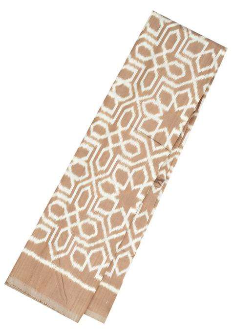 Taupe Handloom Orissa Silk Saree With Tie Dye Jaal Motifs With Printed Design For Women