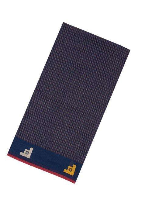 Navy Blue Handloom Bengal Cotton Saree With Stripes With Checks And Stripes Design For Women