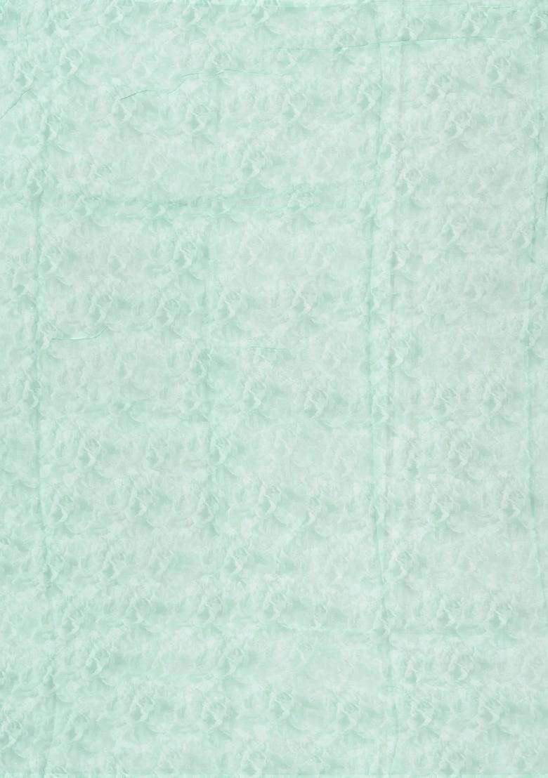 Aquamarine Woven Georgette Saree With Printed Abstract Floral Motifs For Women - Indya