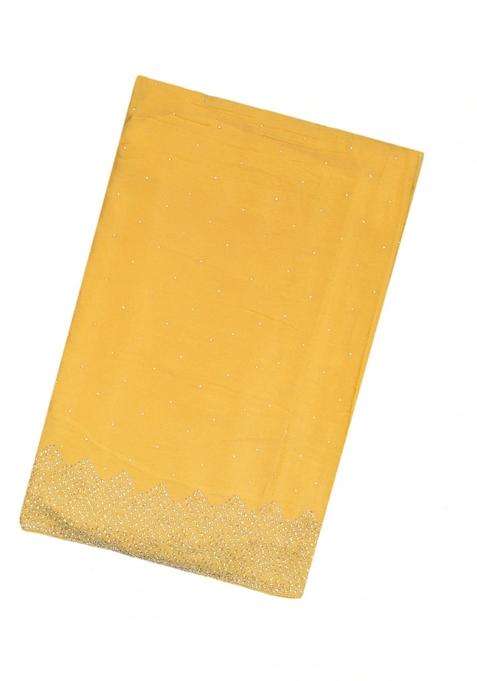 Yellow Woven Chiffon Saree With Embroidered Mirror Work For Women