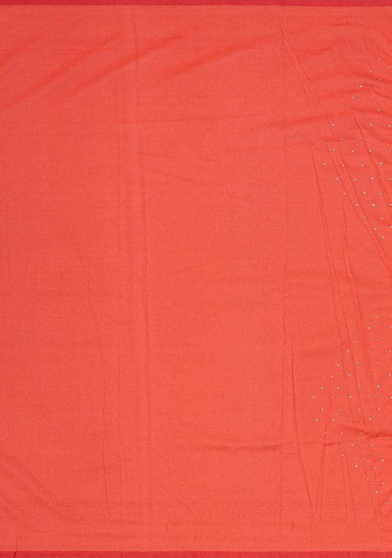 Peach Woven Blended Silk Saree With Brocaded Embroidery Floral Motifs With Embroidered Design For Women - Indya