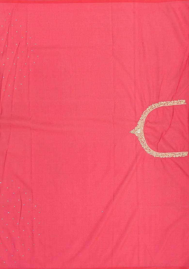 Peach Woven Banaras Khadi Georgette Saree With Floral Motifs With Buttas And Brocade Design For Women - Indya
