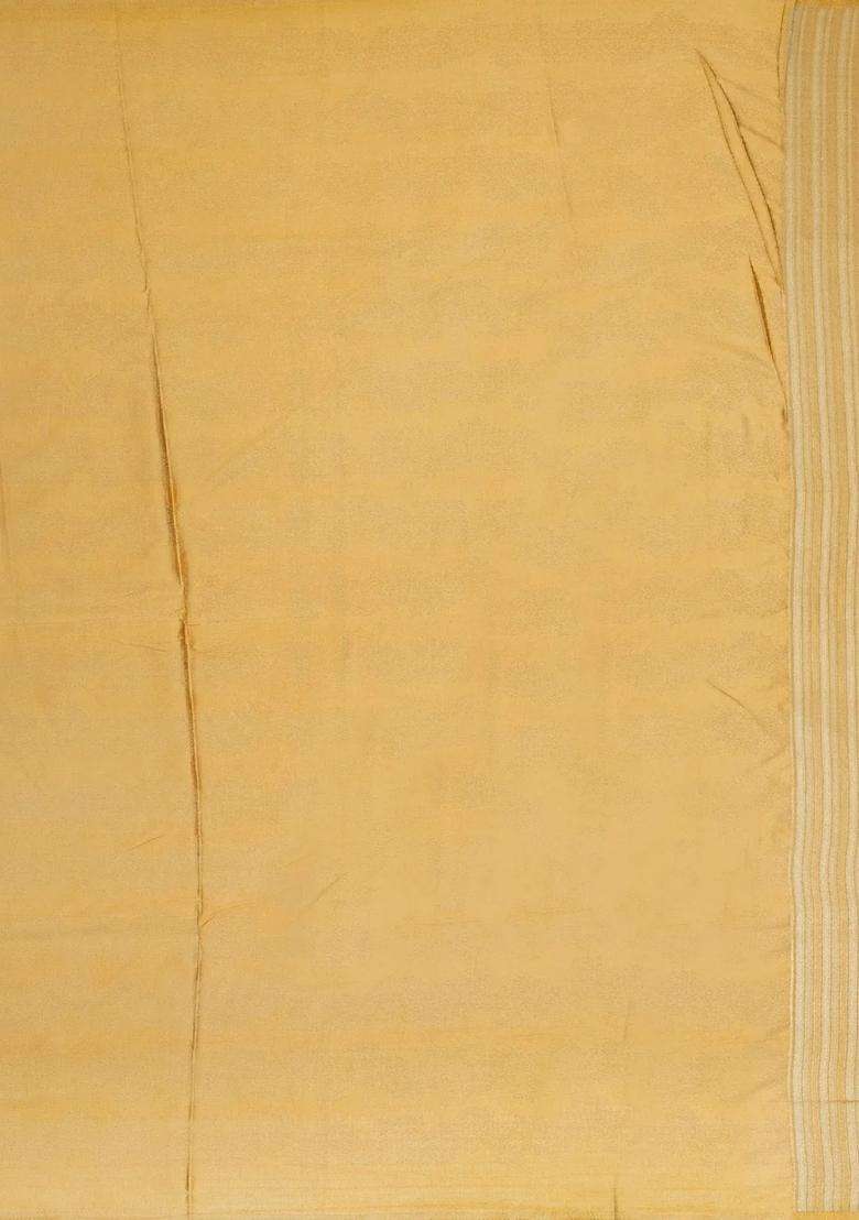 Sandal Woven Blended Soft Silk Saree With Bird Vine Motifs With Buttas And Brocade Design For Women - Indya