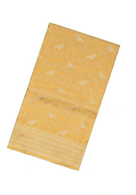 Sandal Woven Blended Soft Silk Saree With Bird Vine Motifs With Buttas And Brocade Design For Women