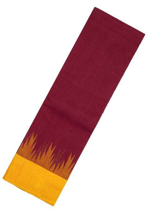 Crimson Handloom Rasipuram Cotton Saree With Contrast Silk Border With Checks And Stripes Design For Women