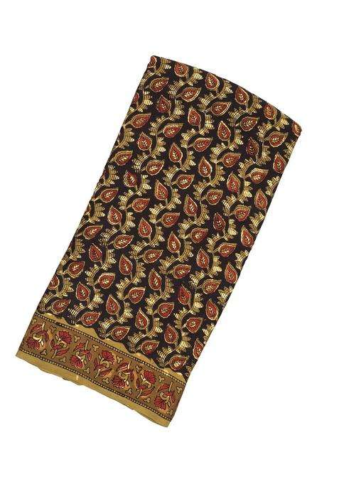 Navy Blue Woven Modal Silk Saree With Ajrakh Printed Motifs For Women
