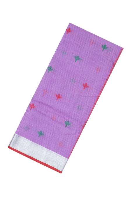 Purple Handloom Kota Silk Cotton Saree With Meena Floral Buttas With Buttas And Brocade Design For Women