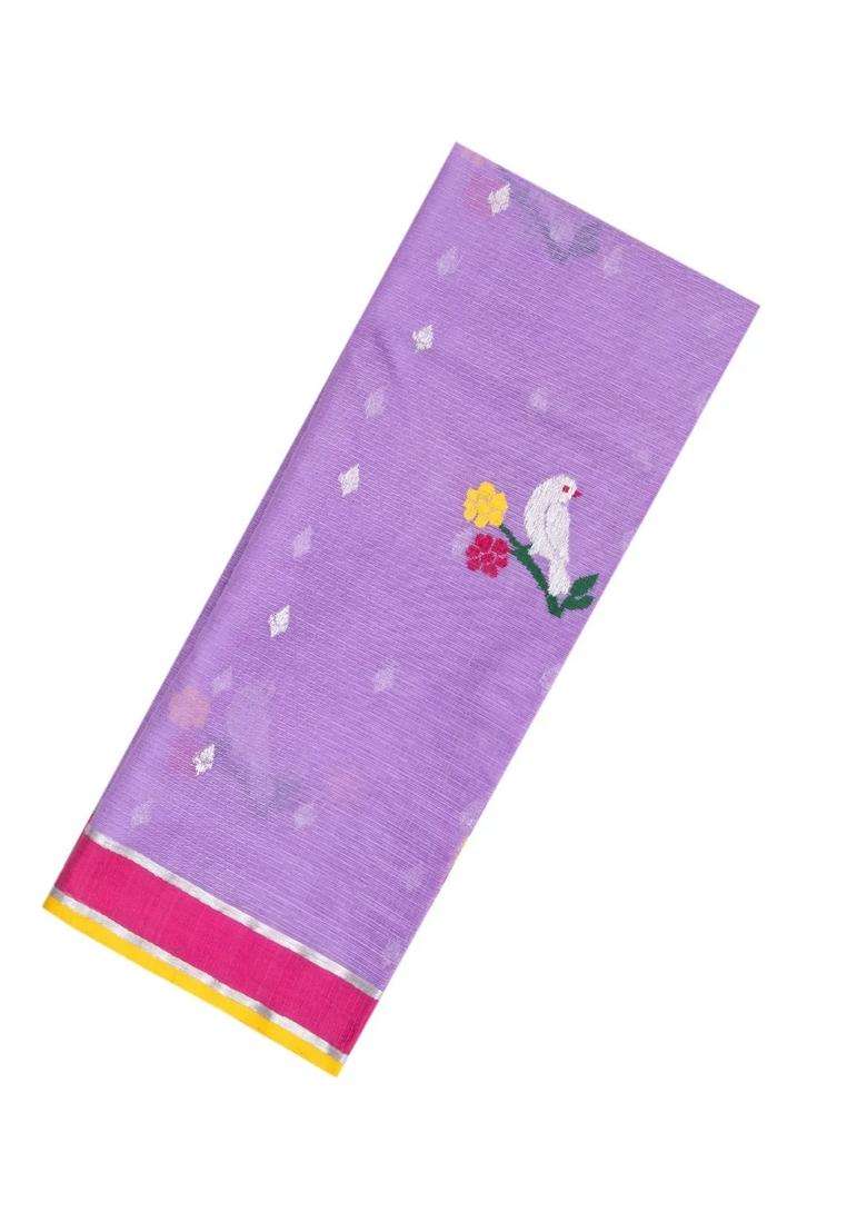 Purple Handloom Kota Silk Cotton Saree With Meena Bird Buttas With Buttas And Brocade Design For Women - Indya