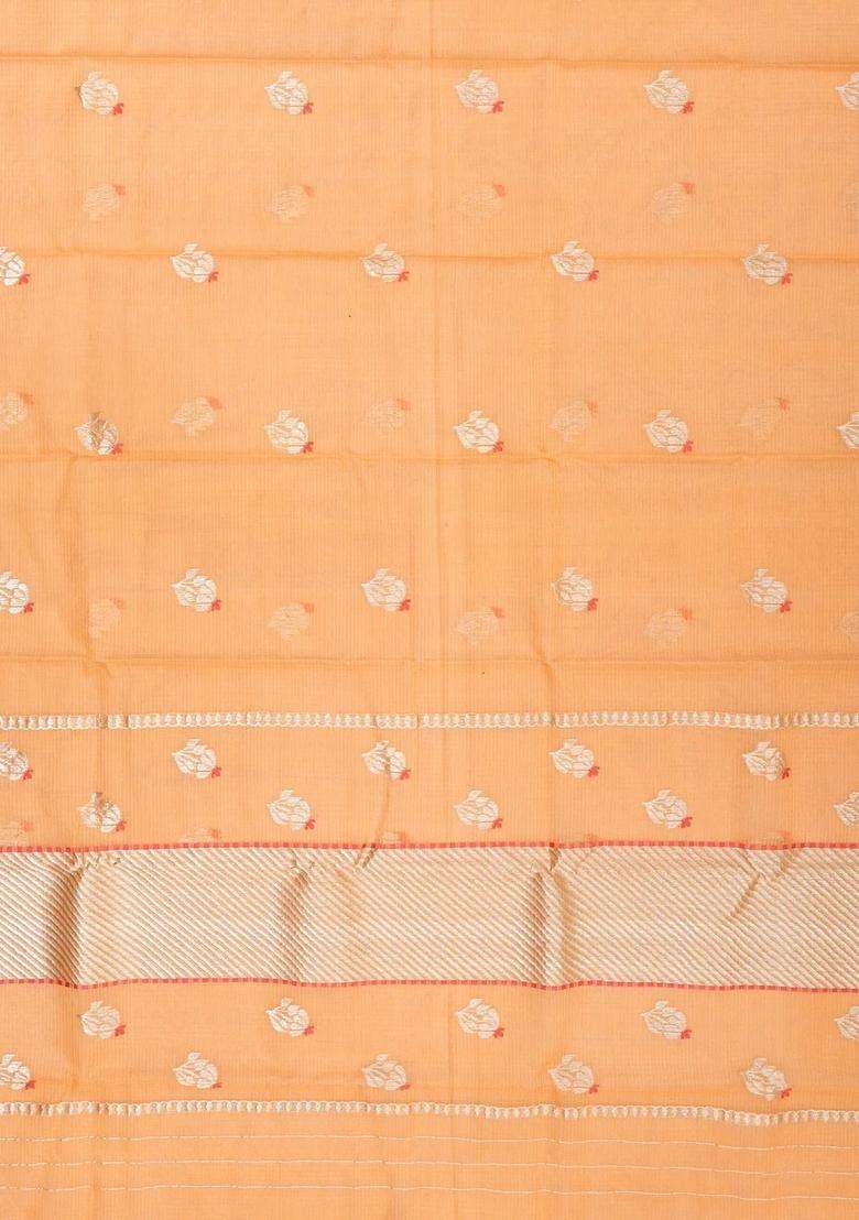 Sandal Handloom Kota Silk Cotton Saree With Meena Floral Buttas With Buttas And Brocade Design For Women - Indya
