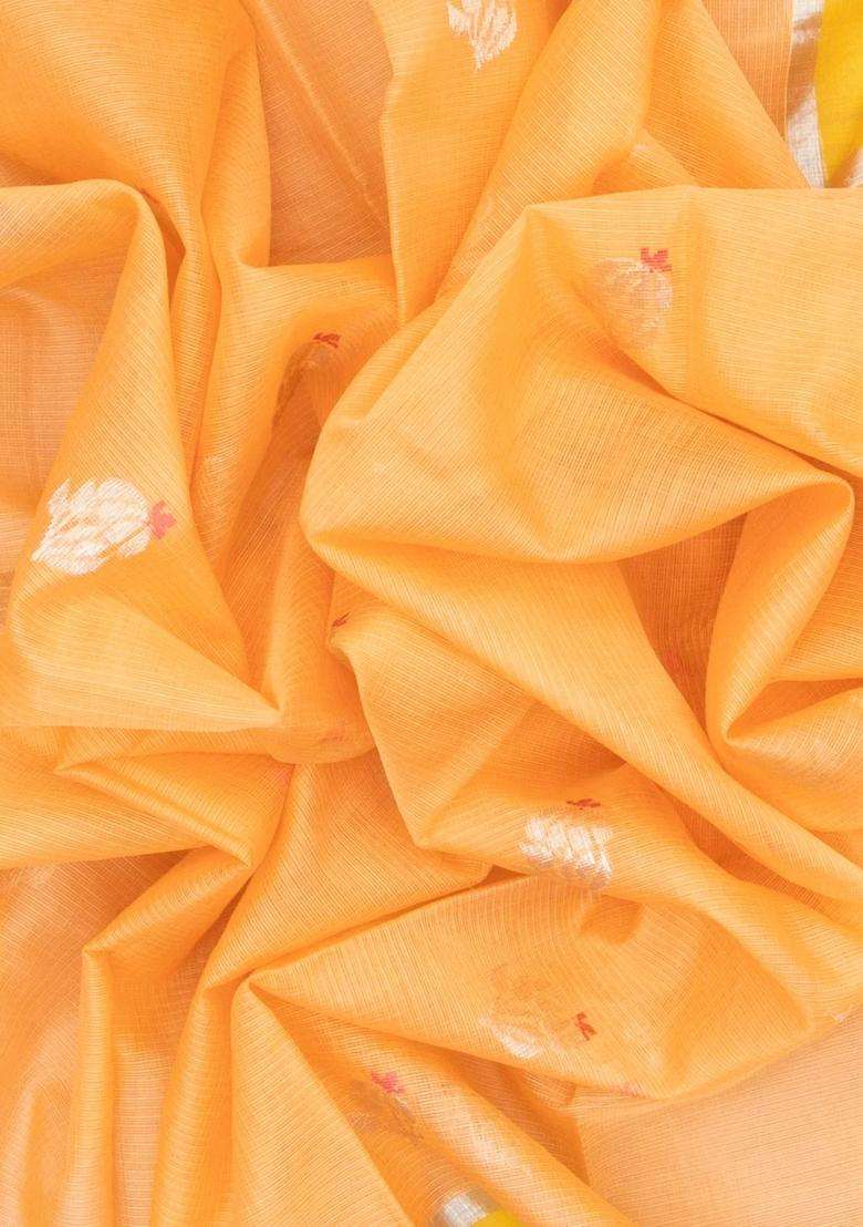 Sandal Handloom Kota Silk Cotton Saree With Meena Floral Buttas With Buttas And Brocade Design For Women - Indya