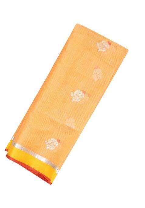 Sandal Handloom Kota Silk Cotton Saree With Meena Floral Buttas With Buttas And Brocade Design For Women
