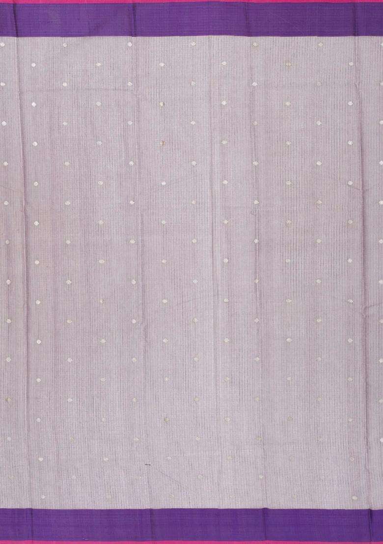 Lilac Handloom Kota Silk Cotton Saree With Meena Floral Buttas With Buttas And Brocade Design For Women - Indya