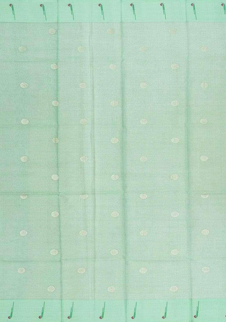 Bubblegum Pink Handloom Kota Silk Cotton Saree With Meena Floral Buttas With Buttas And Brocade Design For Women - Indya