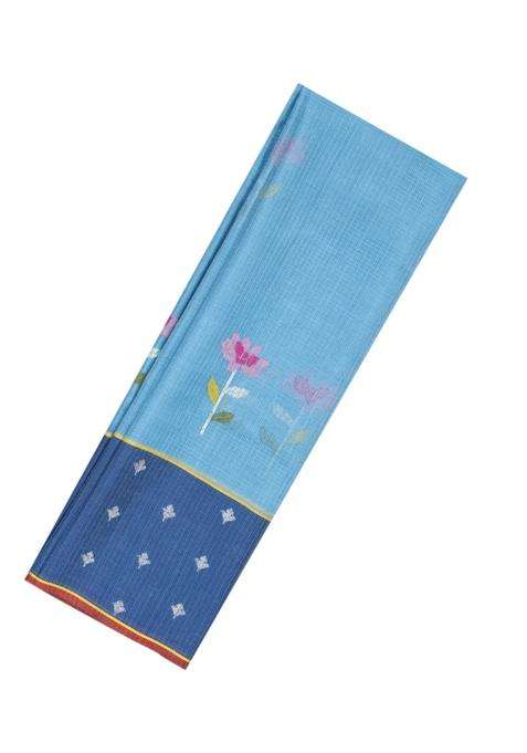 Steel Blue Handloom Kota Silk Cotton Saree With Meena Floral Buttas With Buttas And Brocade Design For Women