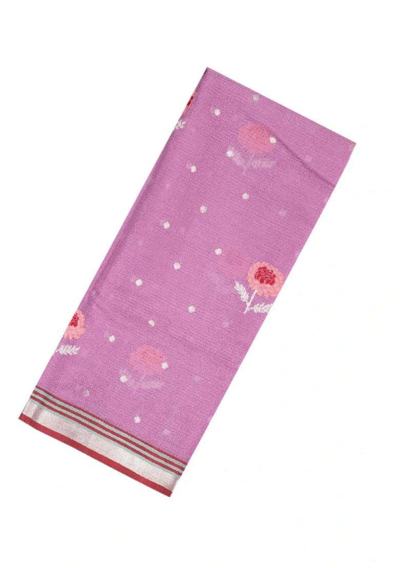 Purple Handloom Kota Silk Cotton Saree With Meena Floral Buttas With Buttas And Brocade Design For Women - Indya