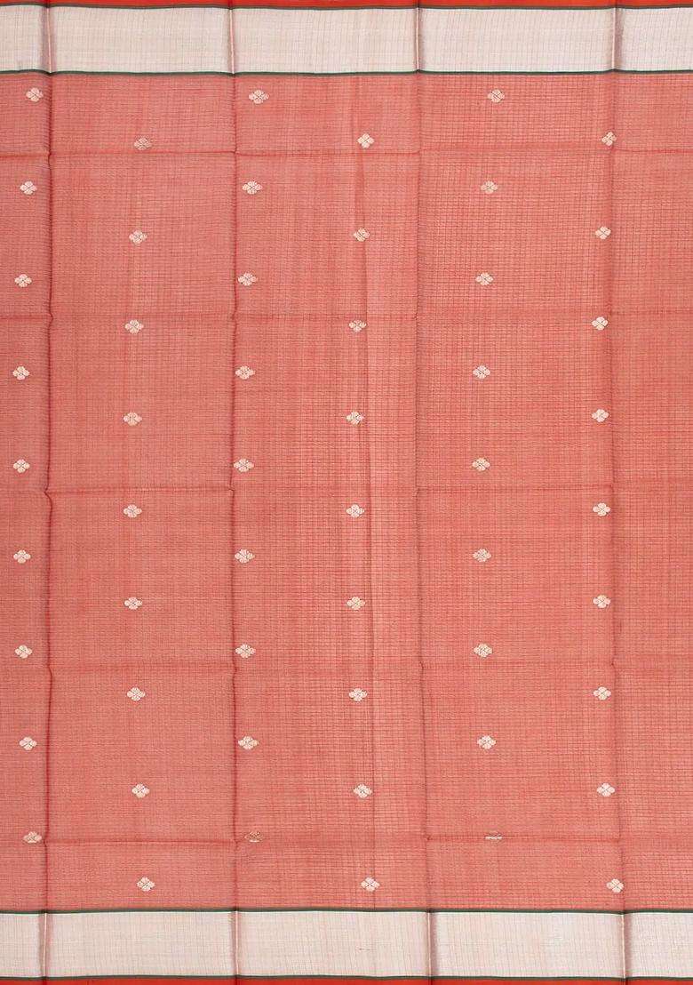 Bubblegum Pink Handloom Kota Silk Cotton Saree With Meena Floral Motifs With Buttas And Brocade Design For Women - Indya