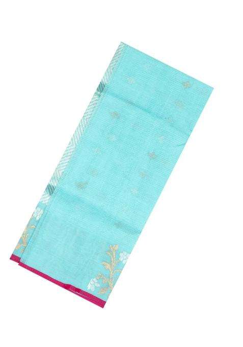 Aquamarine Handloom Kota Silk Cotton Saree With Floral Buttas With Buttas And Brocade Design For Women