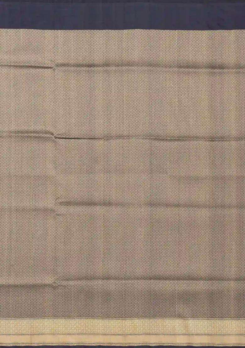 Cream Handloom Banarasi Silk Saree With Geometric Gradient Motifs With Buttas And Brocade Design For Women - Indya
