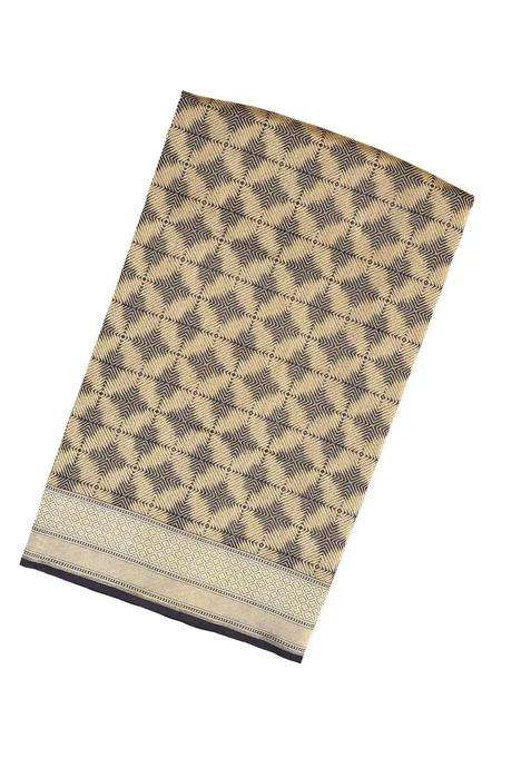 Cream Handloom Banarasi Silk Saree With Geometric Gradient Motifs With Buttas And Brocade Design For Women