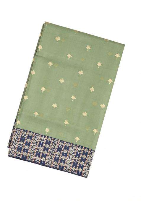Cardamom Green Shadow Green Handloom Banarasi Organza Silk Saree With Floral Buttas With Buttas And Brocade Design For Women