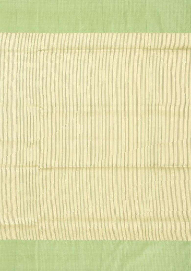 Cardamom Green Handloom Banarasi Organza Silk Saree With Floral Buttas With Buttas And Brocade Design For Women - Indya