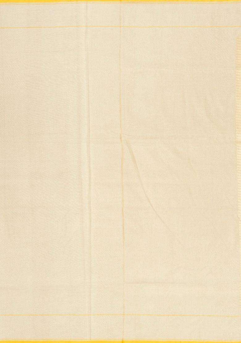 Cream Handloom Banarasi Tissue Saree With Meena Floral Buttas With Buttas And Brocade Design For Women - Indya
