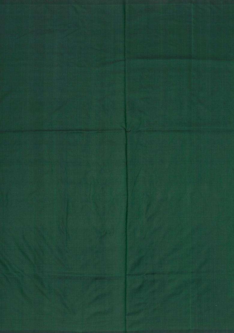 Bottle Green Handloom Banarasi Silk Tissue Saree With Rising Border With Traditional Woven Design For Women - Indya