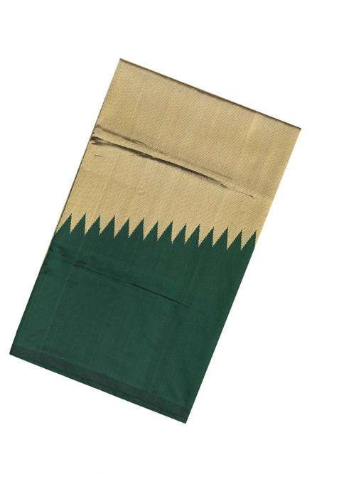 Bottle Green Handloom Banarasi Silk Tissue Saree With Rising Border With Traditional Woven Design For Women