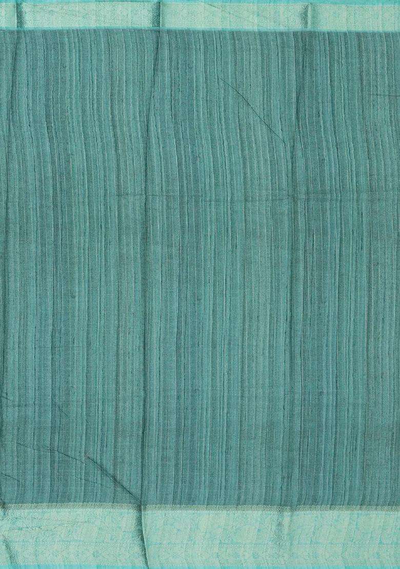 Sea Green Woven Synthetic Manipuri Silk Saree With Printed Motifs For Women - Indya