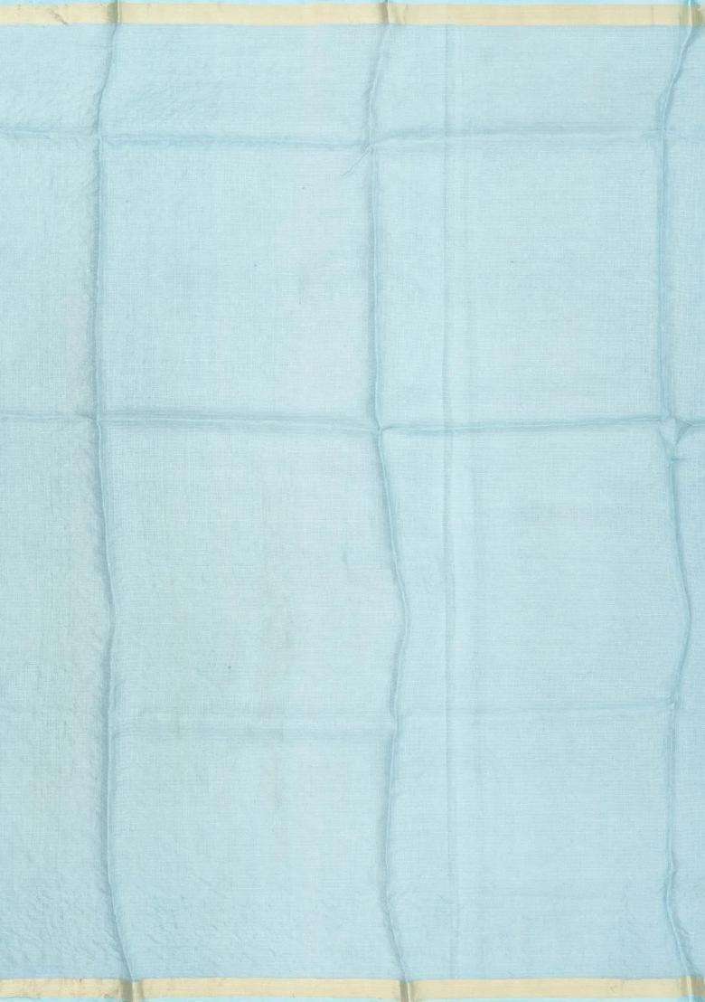 Turquoise Handloom Kota Silk Cotton Saree With Bird Motifs With Buttas And Brocade Design For Women - Indya