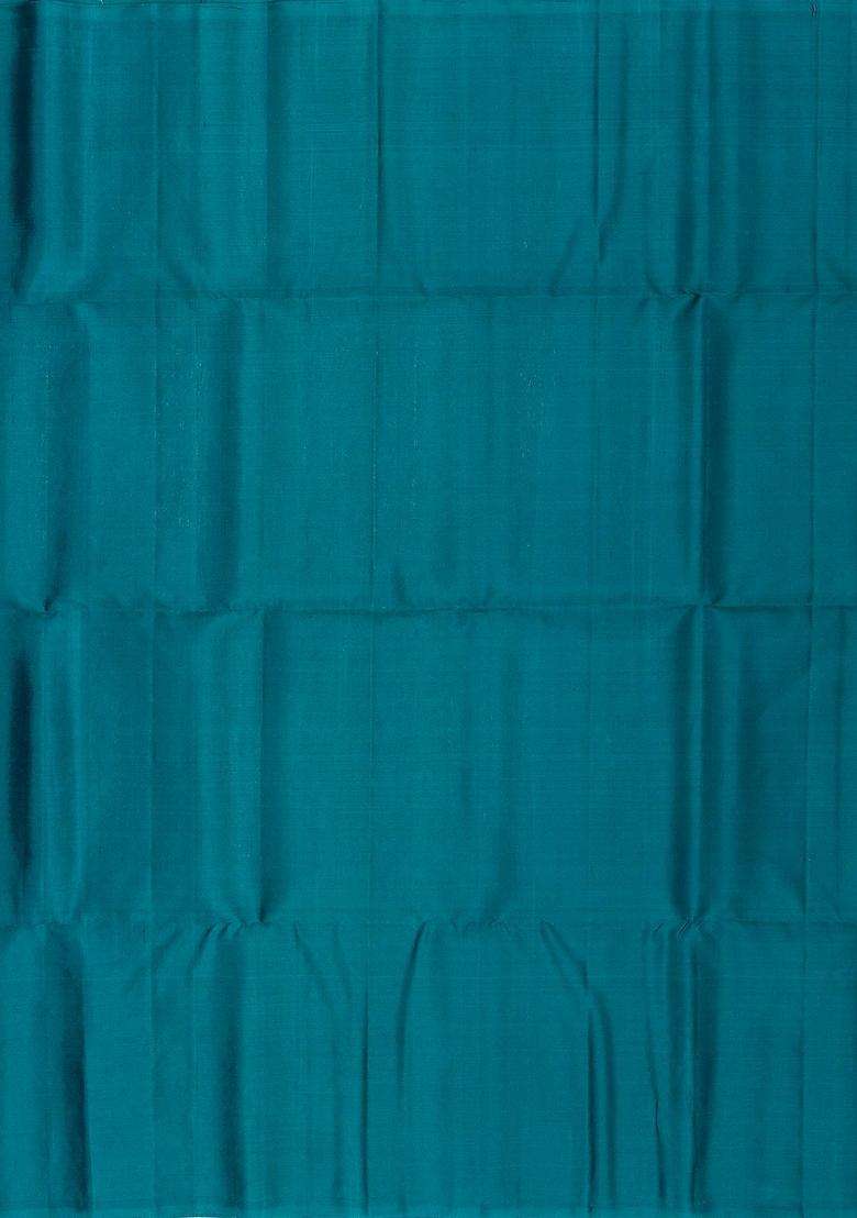Cyan Handloom Soft Silk Saree With Floral Buttas With Buttas And Brocade Design For Women - Indya