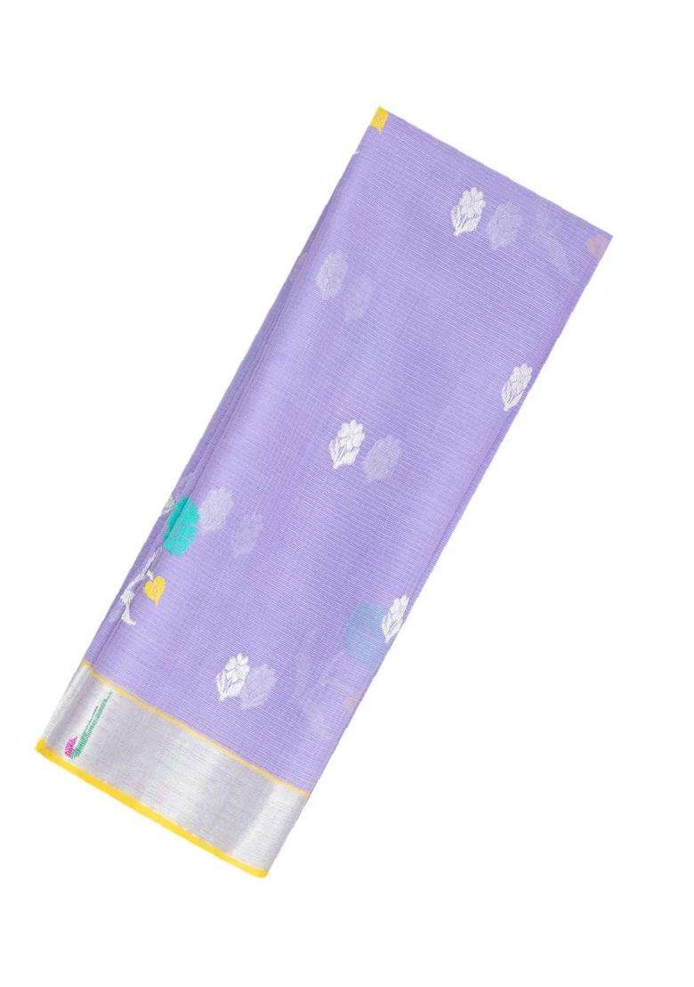 Lavander Lavender Handloom Kota Silk Cotton Saree With Meena Floral Motifs With Buttas And Brocade Design For Women - Indya