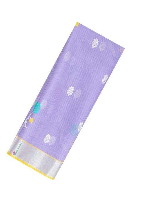 Lavander Lavender Handloom Kota Silk Cotton Saree With Meena Floral Motifs With Buttas And Brocade Design For Women
