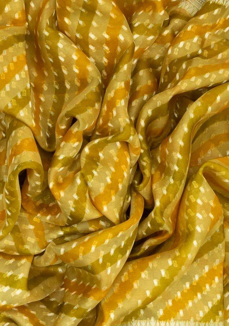 Mustard Handloom Banarasi Organza Silk Saree With Floral Motifs With Buttas And Brocade Design For Women - Indya