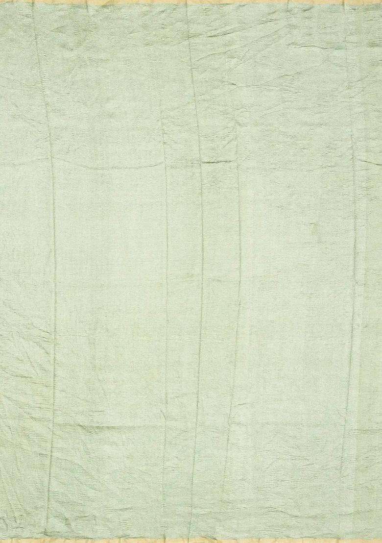Dark Green Woven Banarasi Khadi Georgette Silk Saree With Stripes With Checks And Stripes Design For Women - Indya