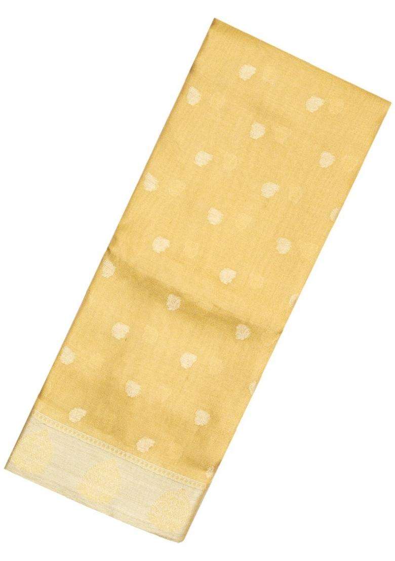 Gold Handloom Banarasi Tissue Silk Saree With Floral Buttas With Buttas And Brocade Design For Women - Indya