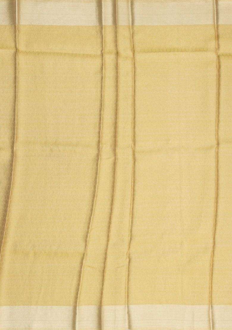 Gold Handloom Banarasi Tissue Silk Saree With Floral Buttas With Buttas And Brocade Design For Women - Indya
