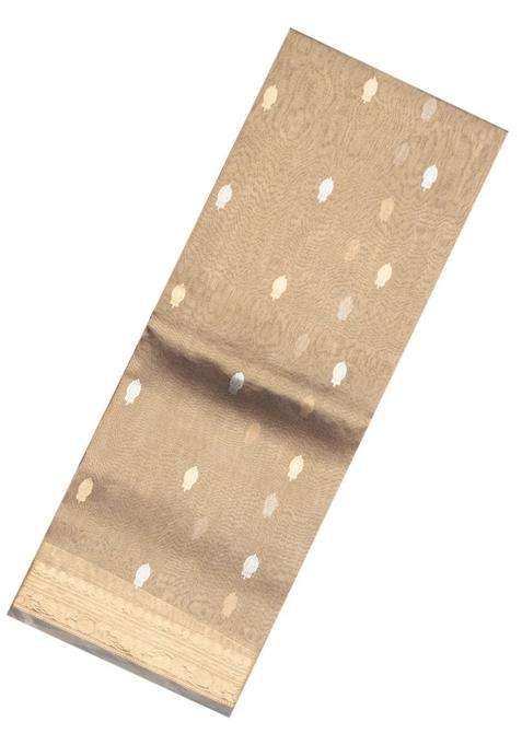 Beige Handloom Banarasi Tissue Silk Saree With Floral Buttas With Buttas And Brocade Design For Women