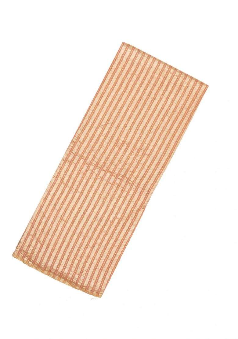 Dusty Pink Woven Banarasi Khadi Georgette Silk Saree With Stripes With Checks And Stripes Design For Women - Indya