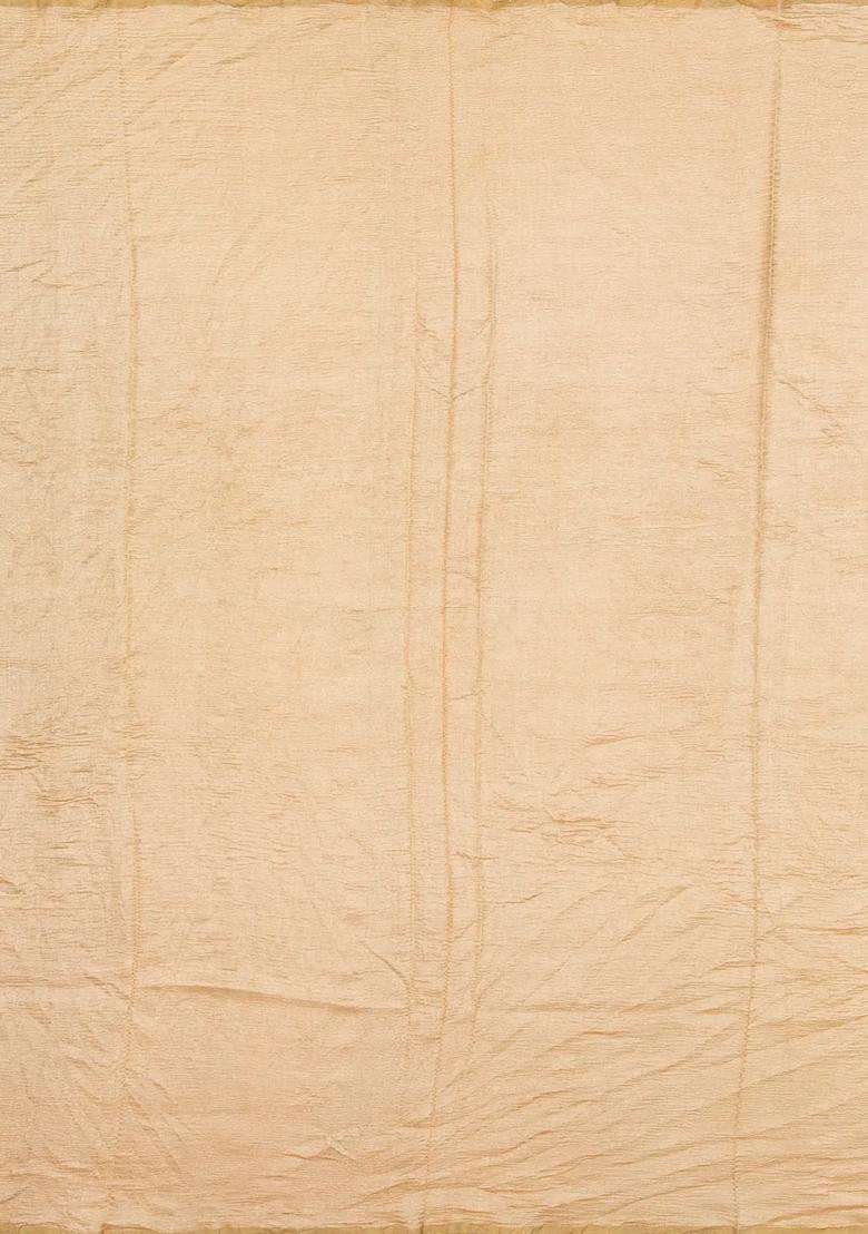 Dusty Pink Woven Banarasi Khadi Georgette Silk Saree With Stripes With Checks And Stripes Design For Women - Indya